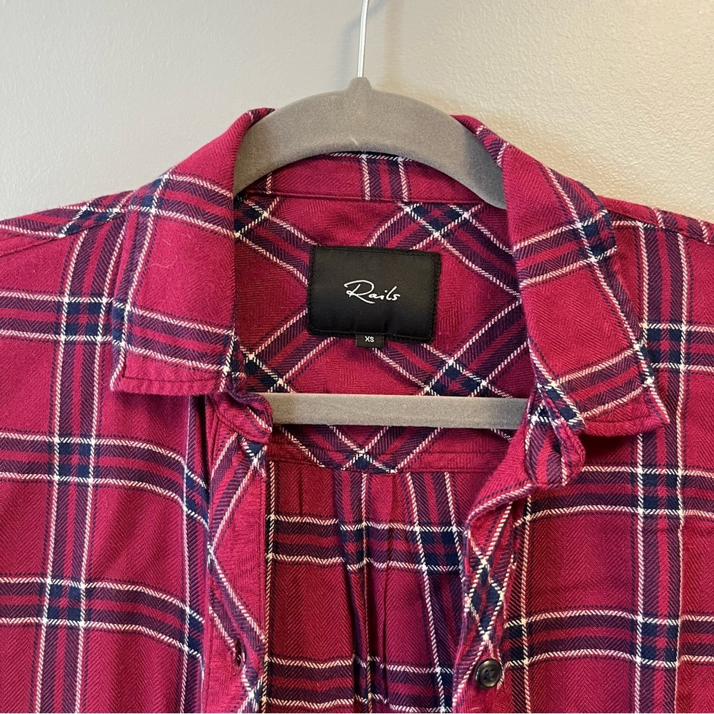 Rails Button Up Hunter Plaid Shirt In Merlot Navy… - image 4